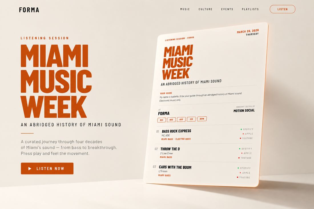 Interactive playlist app screen used at the Motion Social Miami Music Week event